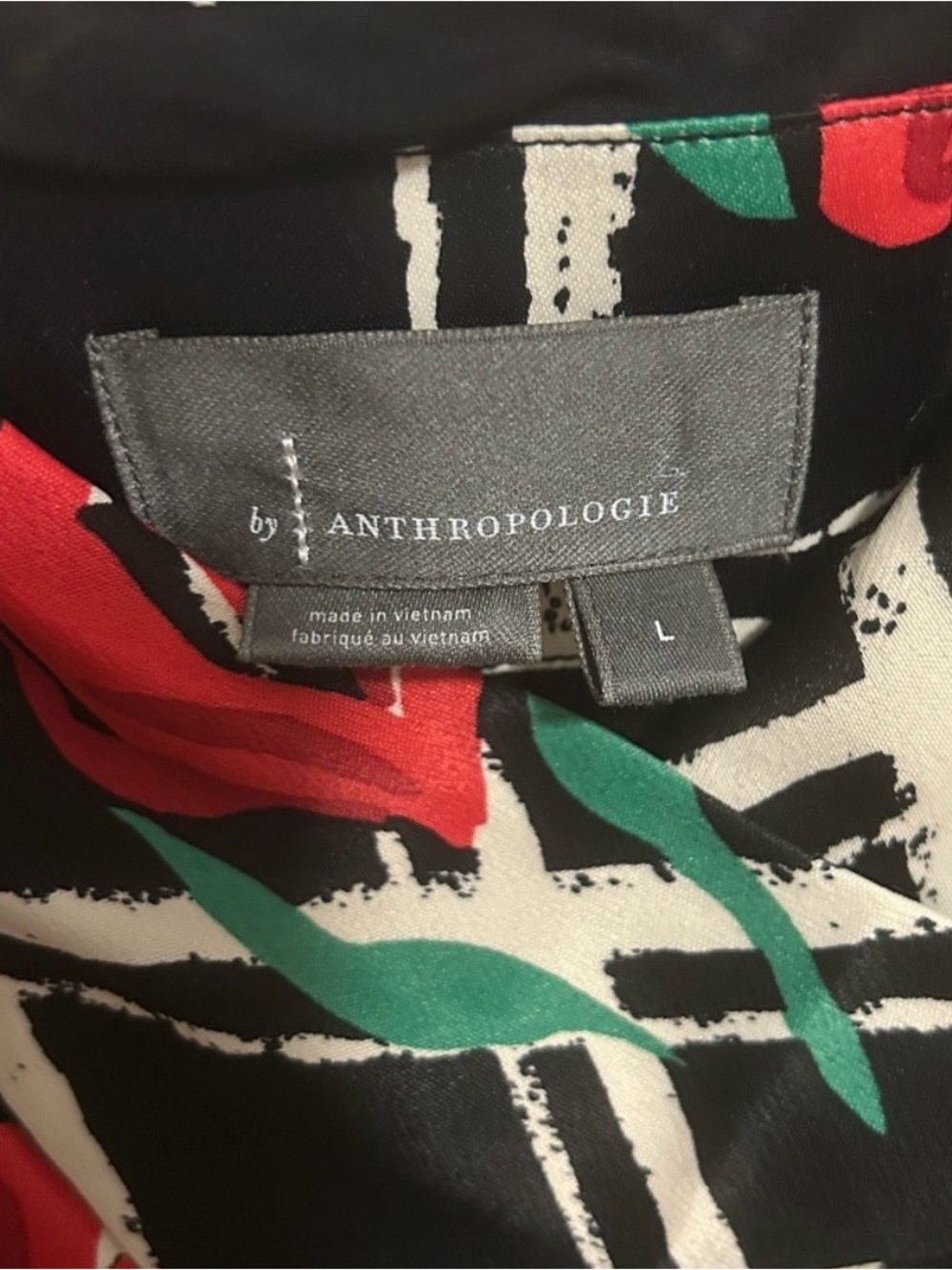 Anthropologie Black Midi Slip Dress with Red Rose Print - Picture 7 of 11